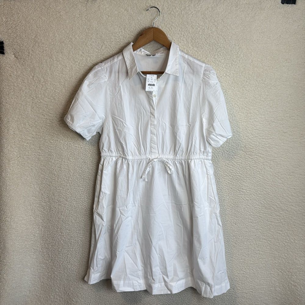 J. Crew White Puff Sleeve Shirt Dress - Picture 2 of 9